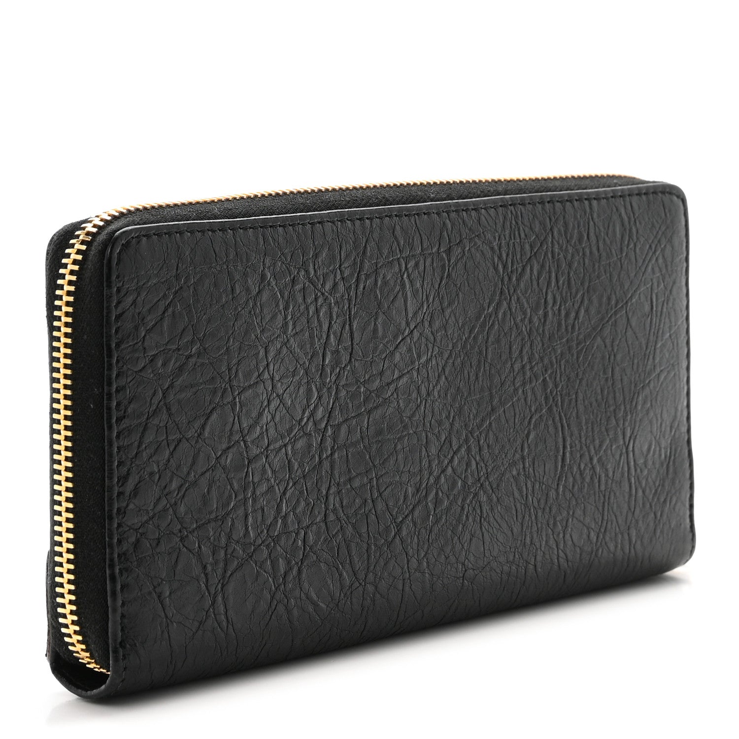 Balenciaga Agneau Classic Gold Hardware Continental Zip Around Wallet Black 3 of 6