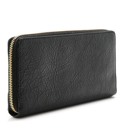 Balenciaga Agneau Classic Gold Hardware Continental Zip Around Wallet Black 3 of 6