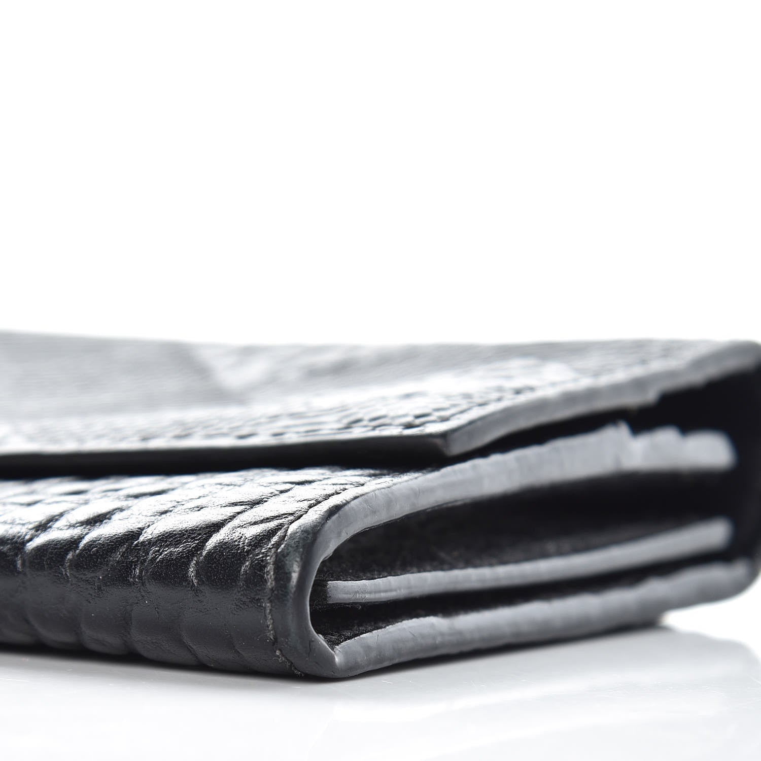 Burberry Signature Grain Calfskin Check Embossed Porter Continental Wallet Black 8 of 9