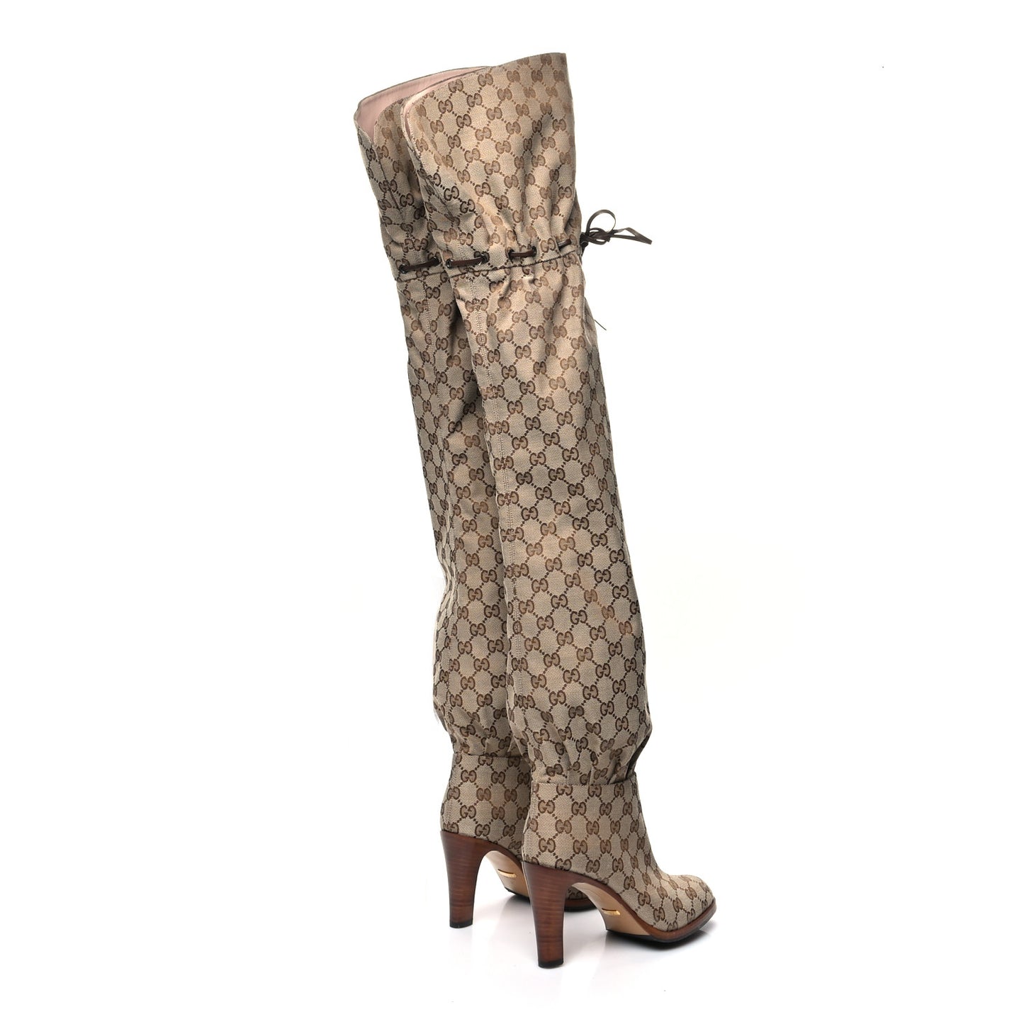 Monogram Over the Knee Boots 37 Beige Ebony