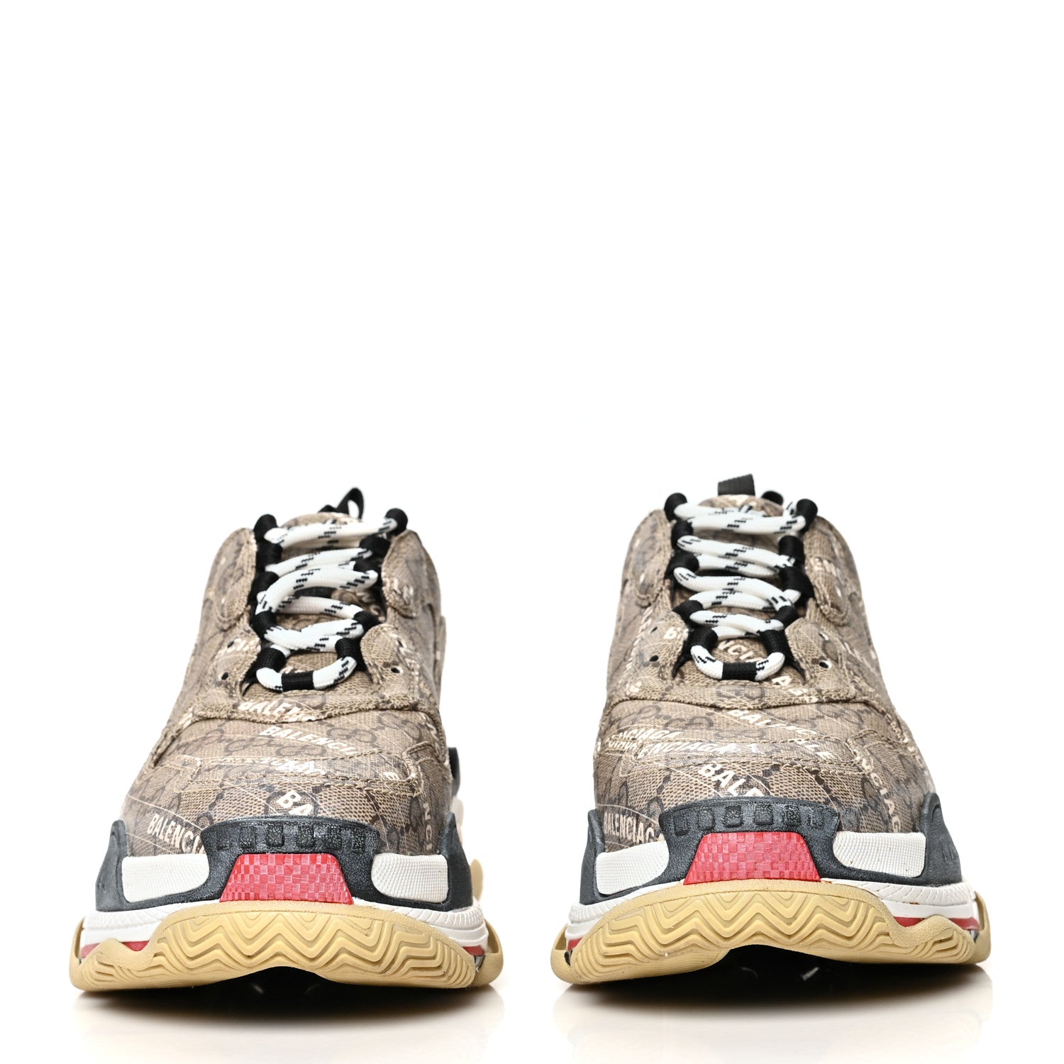 Balenciaga X GUCCI GG Supreme Monogram Allover Logo Mens Triple S Sneakers 41 Beige Ebony Mystic White 2 of 8