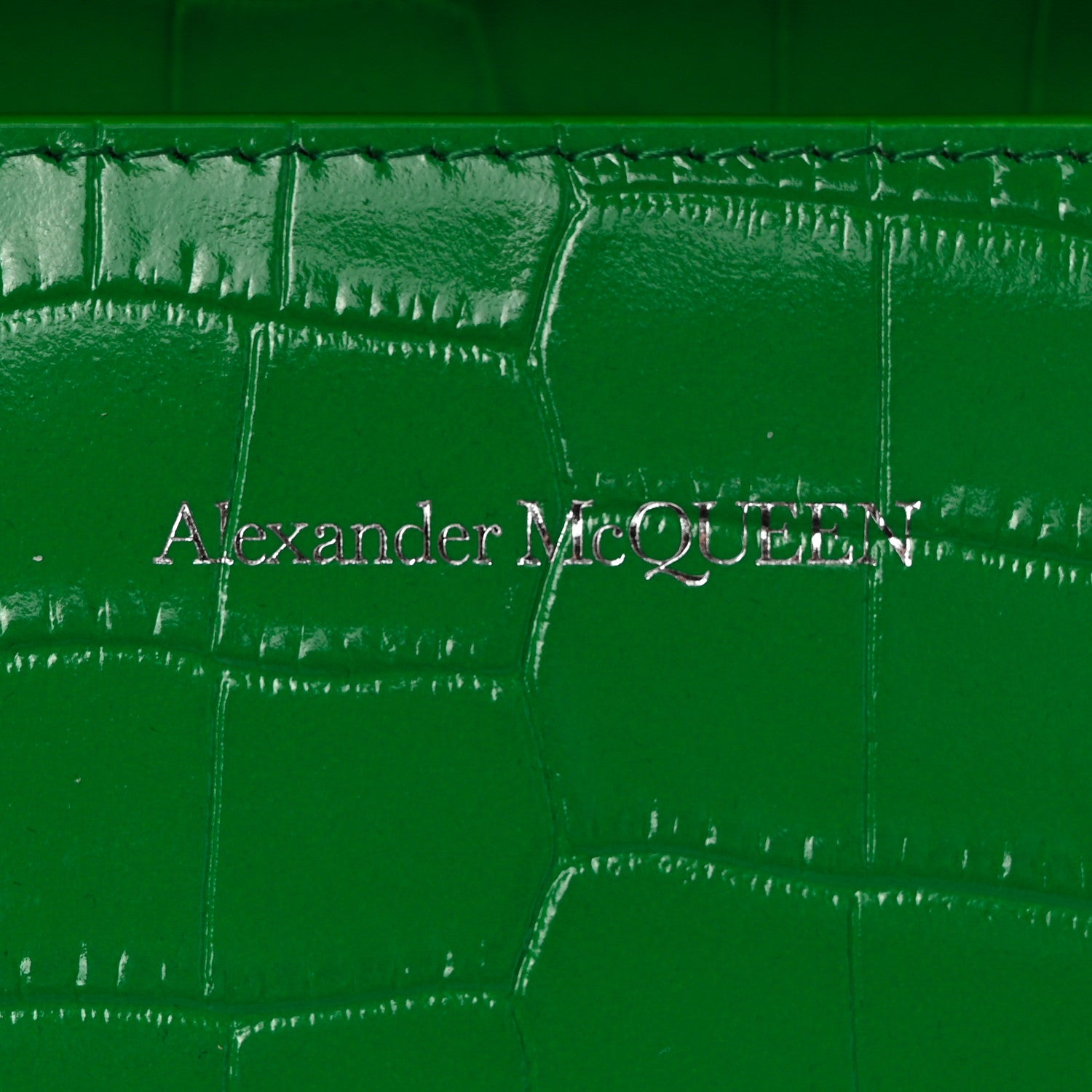 Alexander McQueen Calfskin Crocodile Embossed Knuckle Shoulder Bag Green 5 of 9