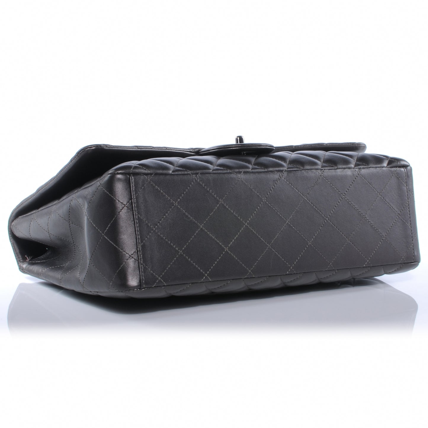 Lambskin Maxi Single Flap Flap Dark Grey