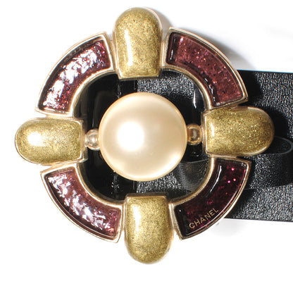 Chanel Patent Leather Gripoix Maltese Cross Belt 75 30 Black 5 of 6