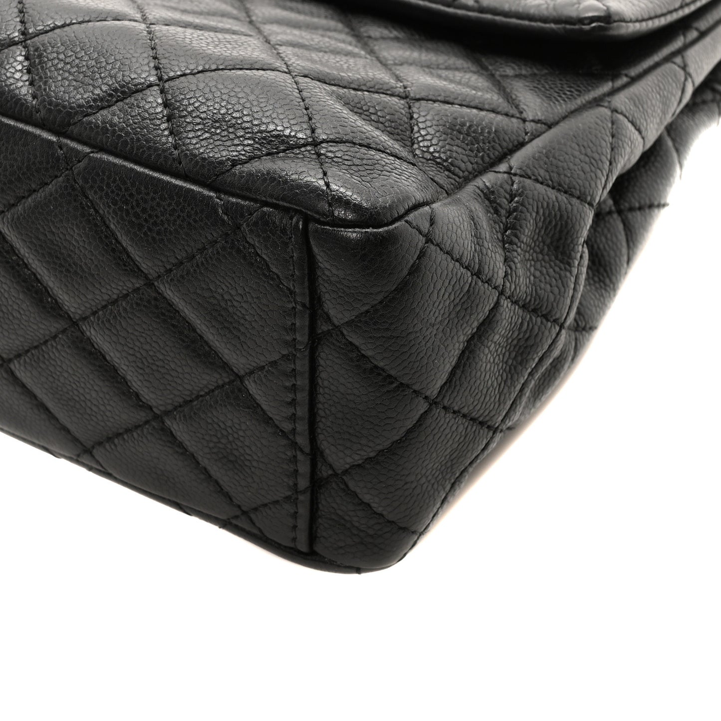 Washed Caviar Quilted Maxi Single Flap Black