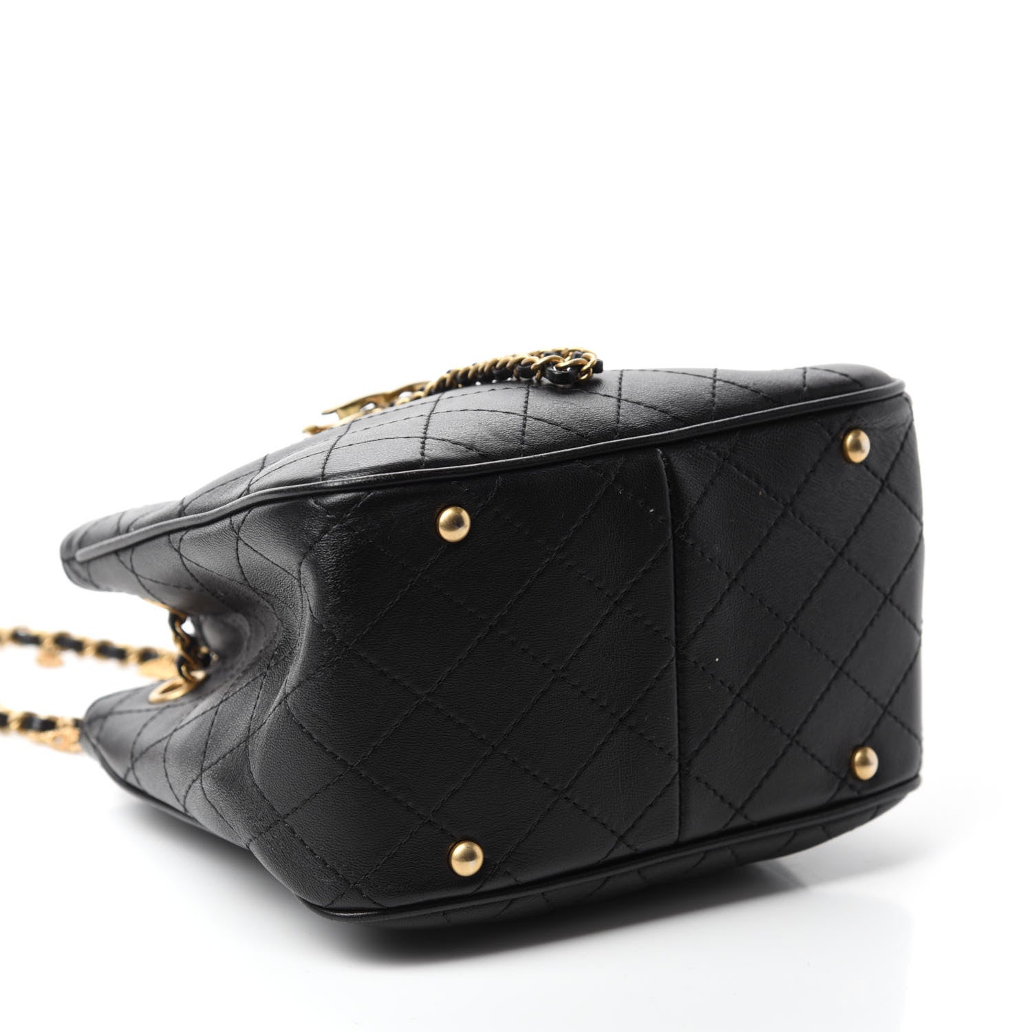 Chanel Calfskin Stitched Small Egyptian Amulet Drawstring Bag Black 4 of 10