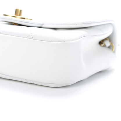 Chanel Lambskin Quilted Small Circular Handle Bag White 9 of 10