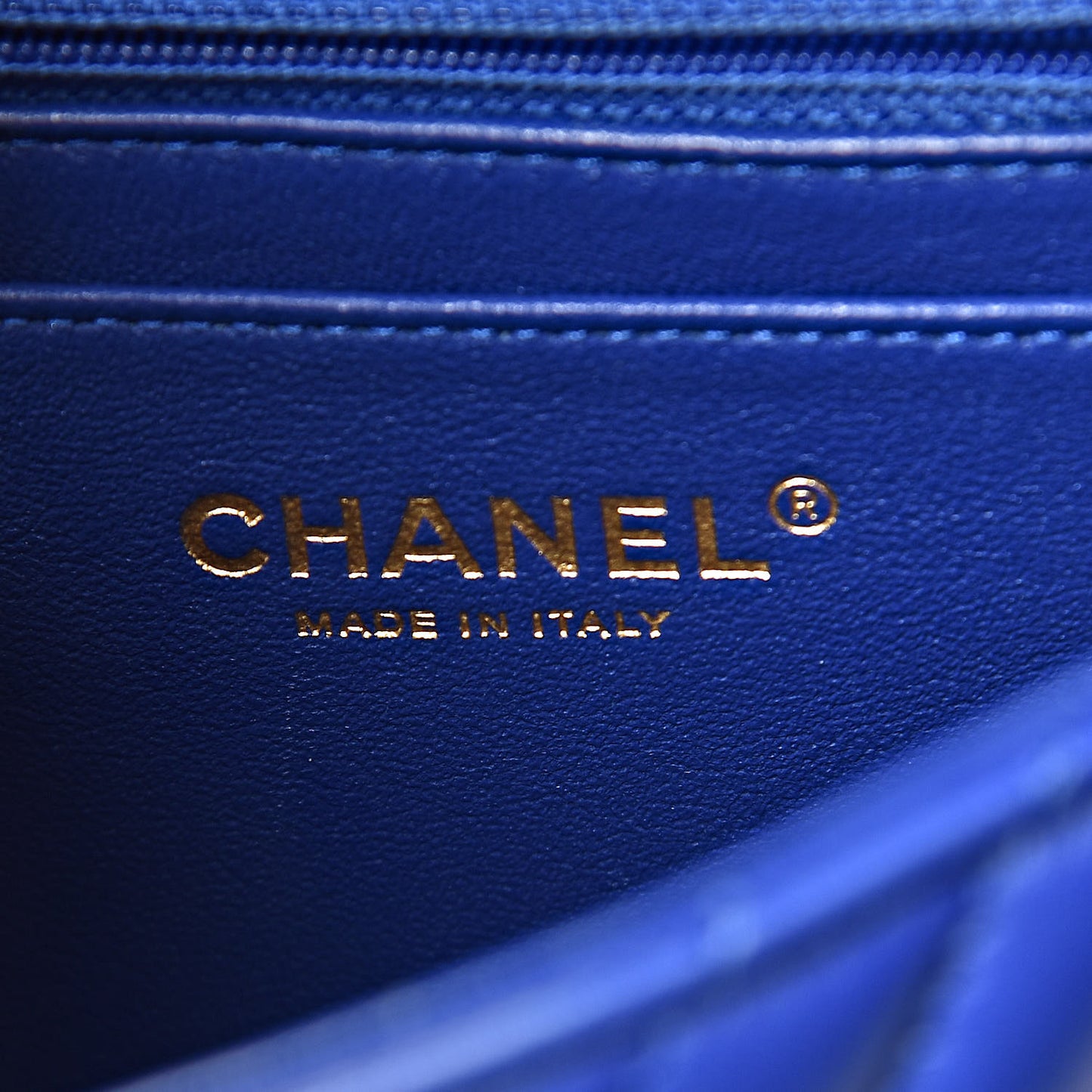 Lambskin Chevron Quilted Mini Square Flap Blue