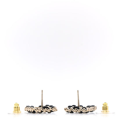 Chanel Crystal Lambskin Chain Sergeant Chanel Stud Earrings Black Gold 3 of 5