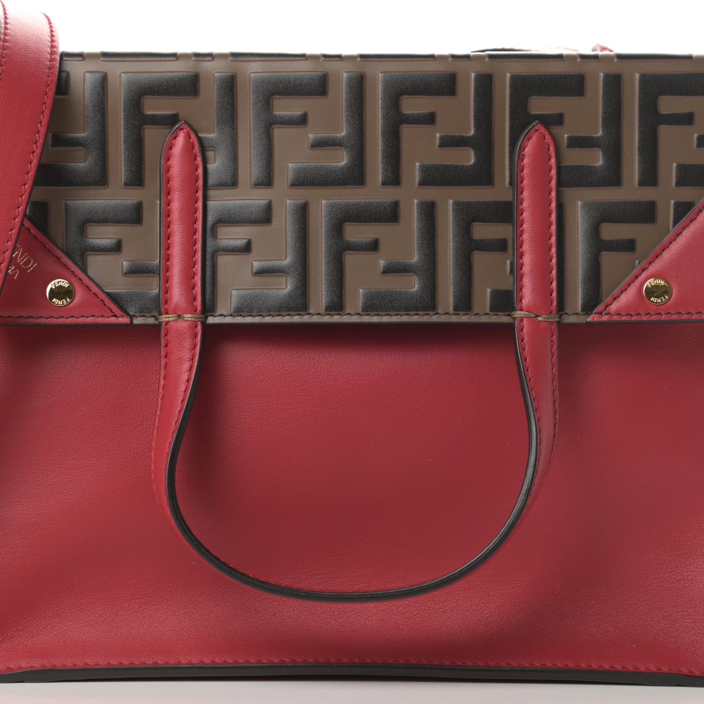 Vitello Grace Bi-Color FF 1974 Embossed Flip Tote Fragola Maya Black