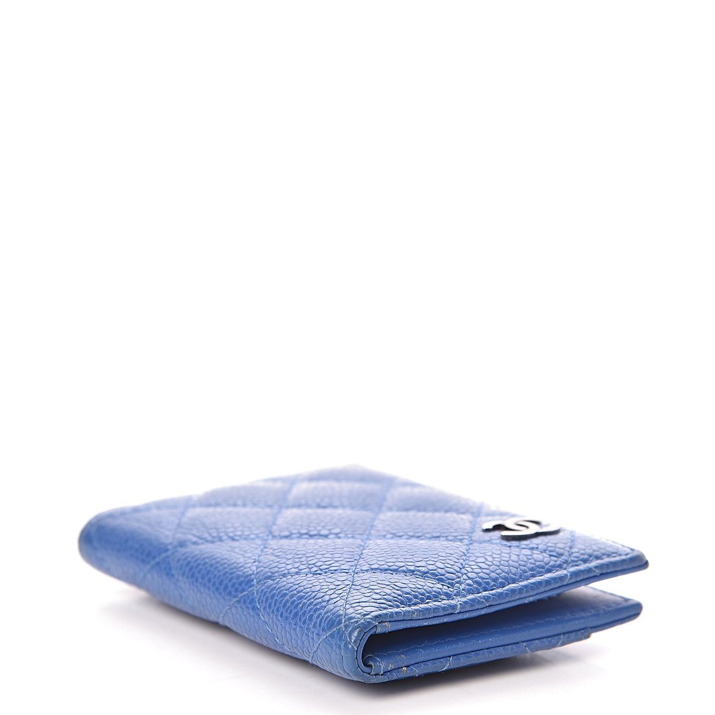 Caviar Quilted Card Holder Wallet Blue