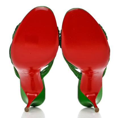 Christian Louboutin Metallic Calfskin Multitaski 70 Slide Sandals 38 Green 5 of 10
