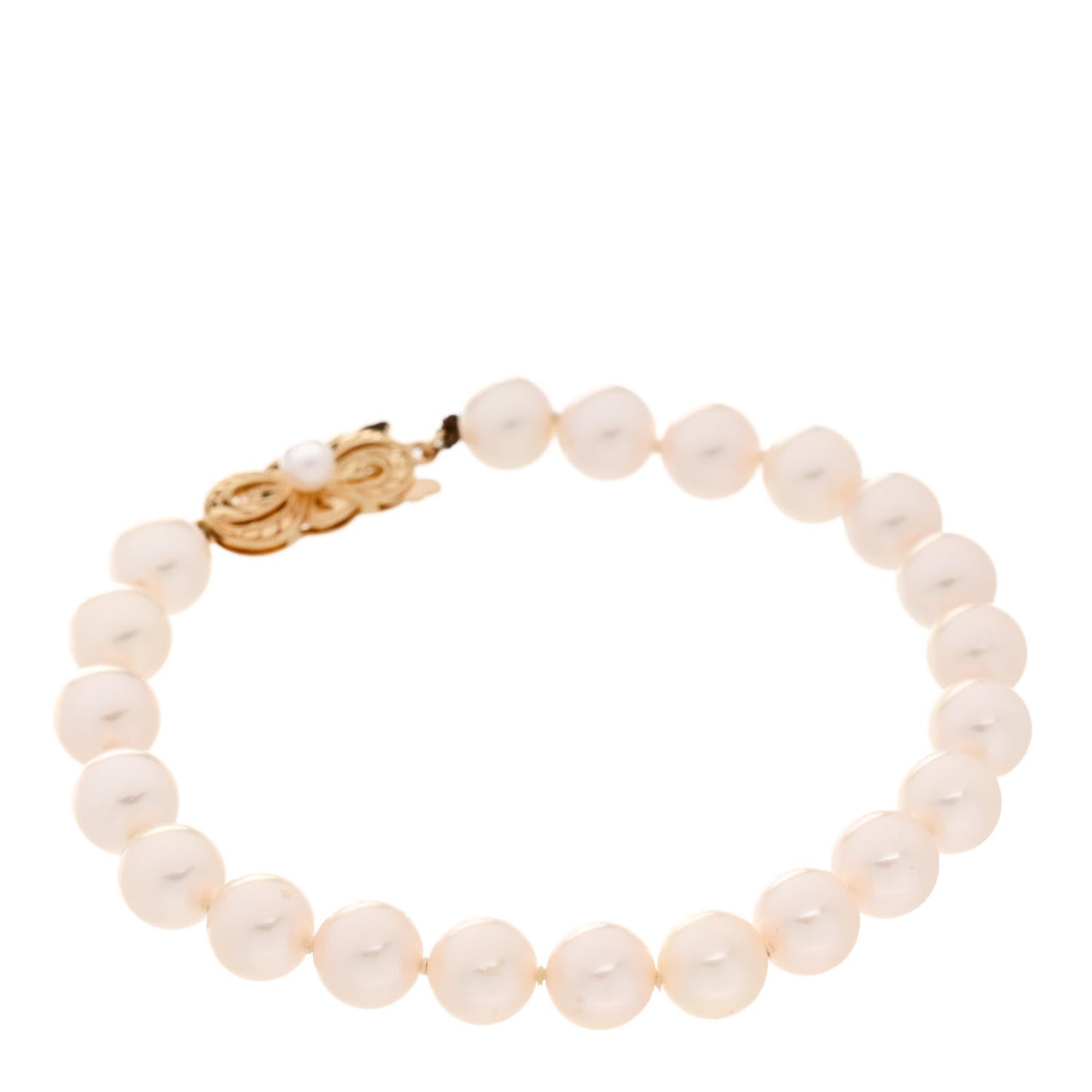 18K Yellow Gold Akoya Cultured Pearl 7-7.5mm Strand Bracelet
