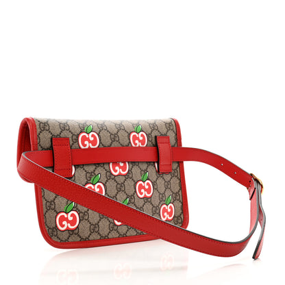 Gucci GG Supreme Monogram Apple Interlocking G Belt Bag Beige Multicolor Lobster Red 3 of 11
