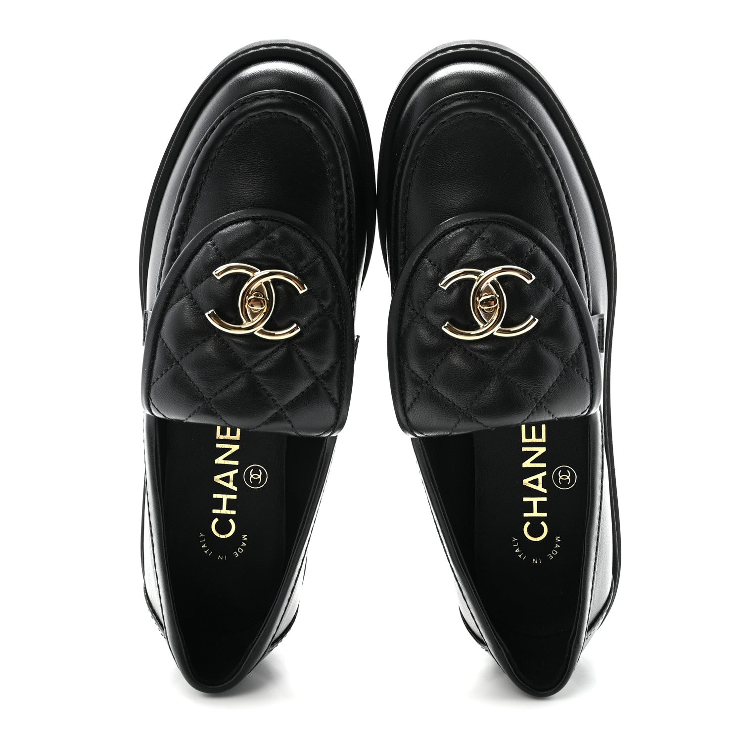 Chanel Lambskin Quilted CC Turnlock Loafers 35 Black 2 of 10