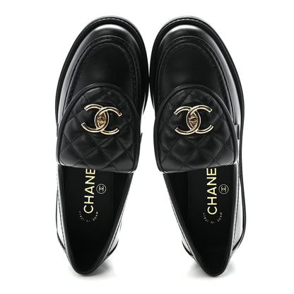 Chanel Lambskin Quilted CC Turnlock Loafers 35 Black 2 of 10