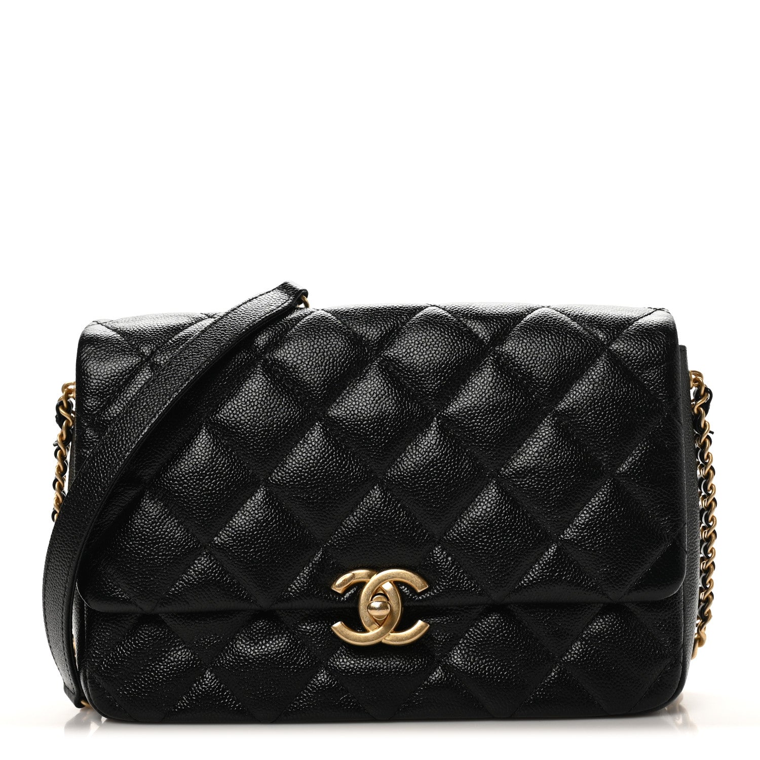 Chanel Shiny Caviar Quilted Large Chain Melody Flap Black 15 of 19