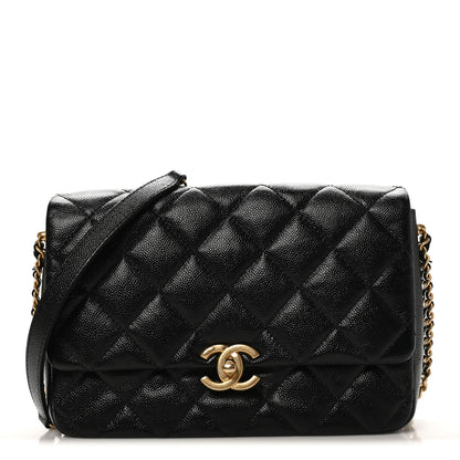 Chanel Shiny Caviar Quilted Large Chain Melody Flap Black 15 of 19