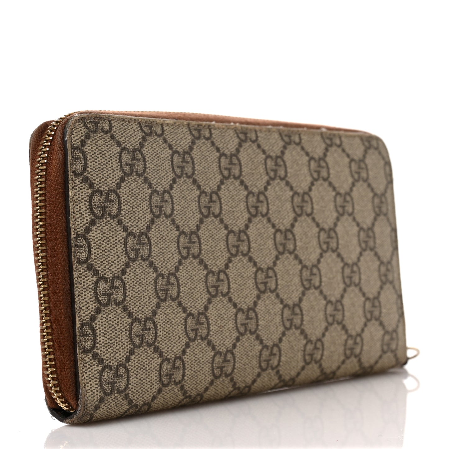 GG Supreme Monogram Cuoio Toscano Zip Around Organizer Wallet Beige Ebony Cuir