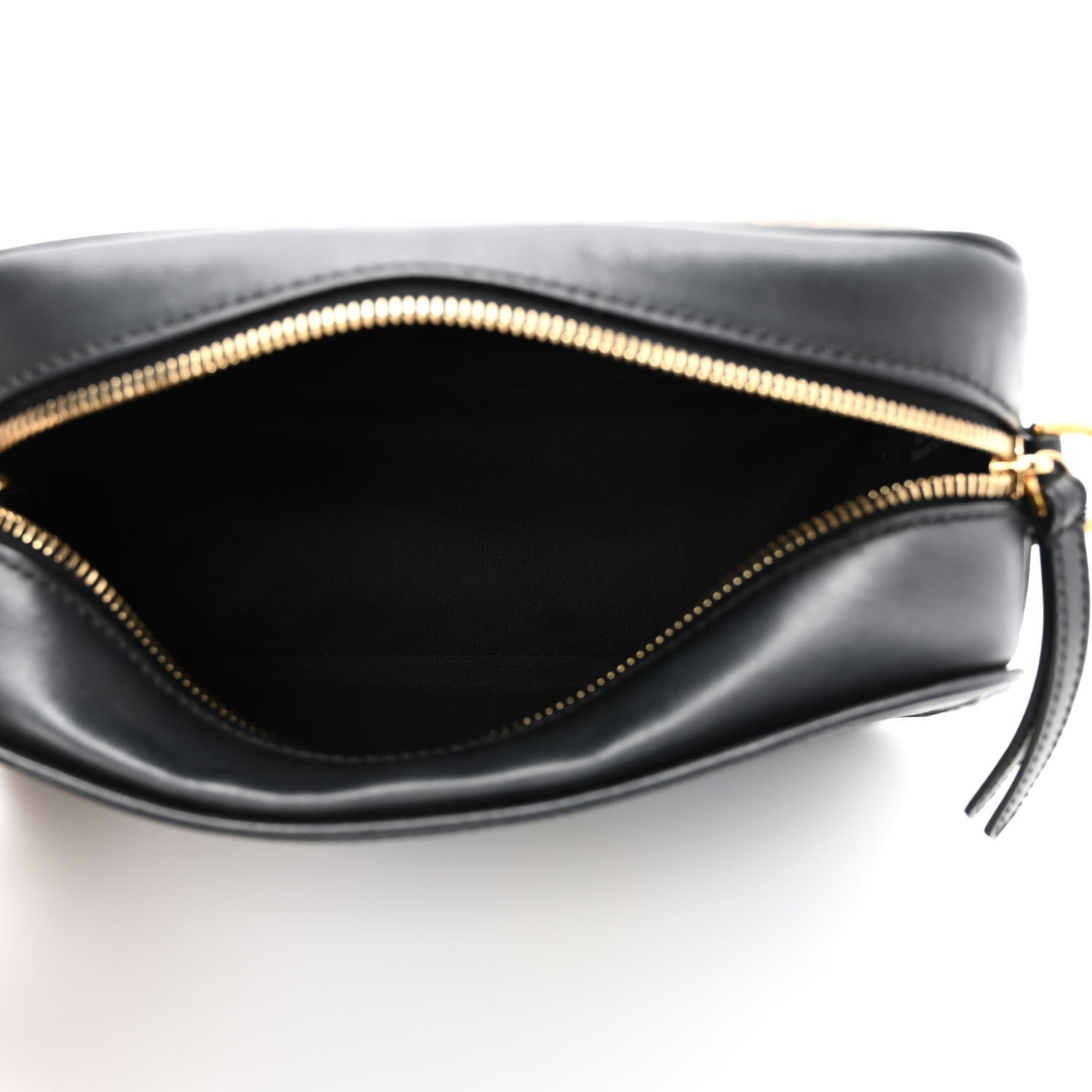 Fendi Glazed Fabric Vitello Century FF 1974 Stamp Patch Camera Case Mogano Panna Black 5 of 10