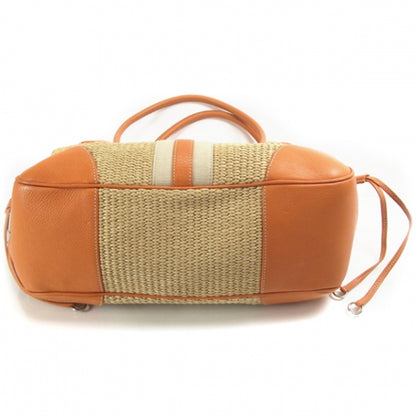 Prada Straw Leather Antic Easy Foldover Pushlock Satchel Orange 4 of 11