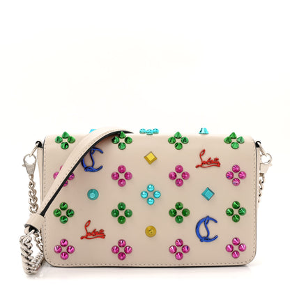 Christian Louboutin Calfskin Spikes Loubinthesky Paloma Clutch Beige 1 of 10