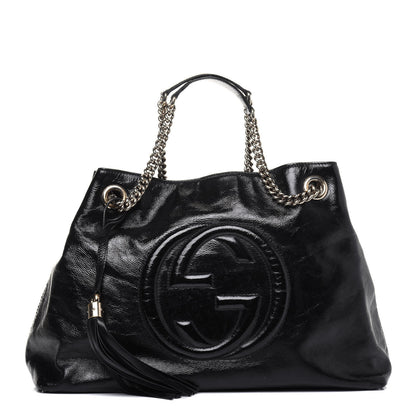 Gucci Patent Medium Soho Chain Shoulder Bag Black 1 of 21