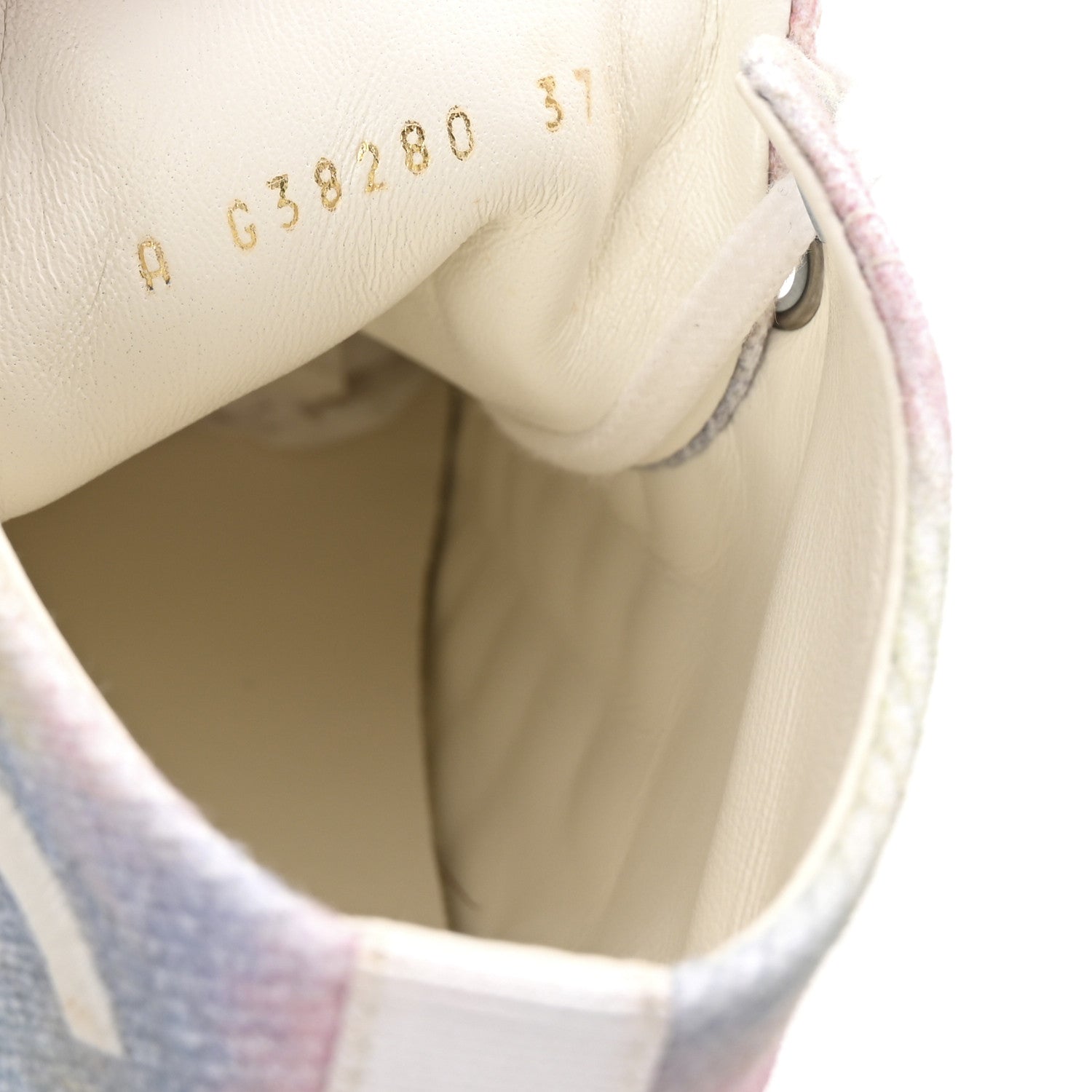 Chanel Printed Fabric Quilted High Top Sneakers 37 Green Pink Blue White 9 of 10