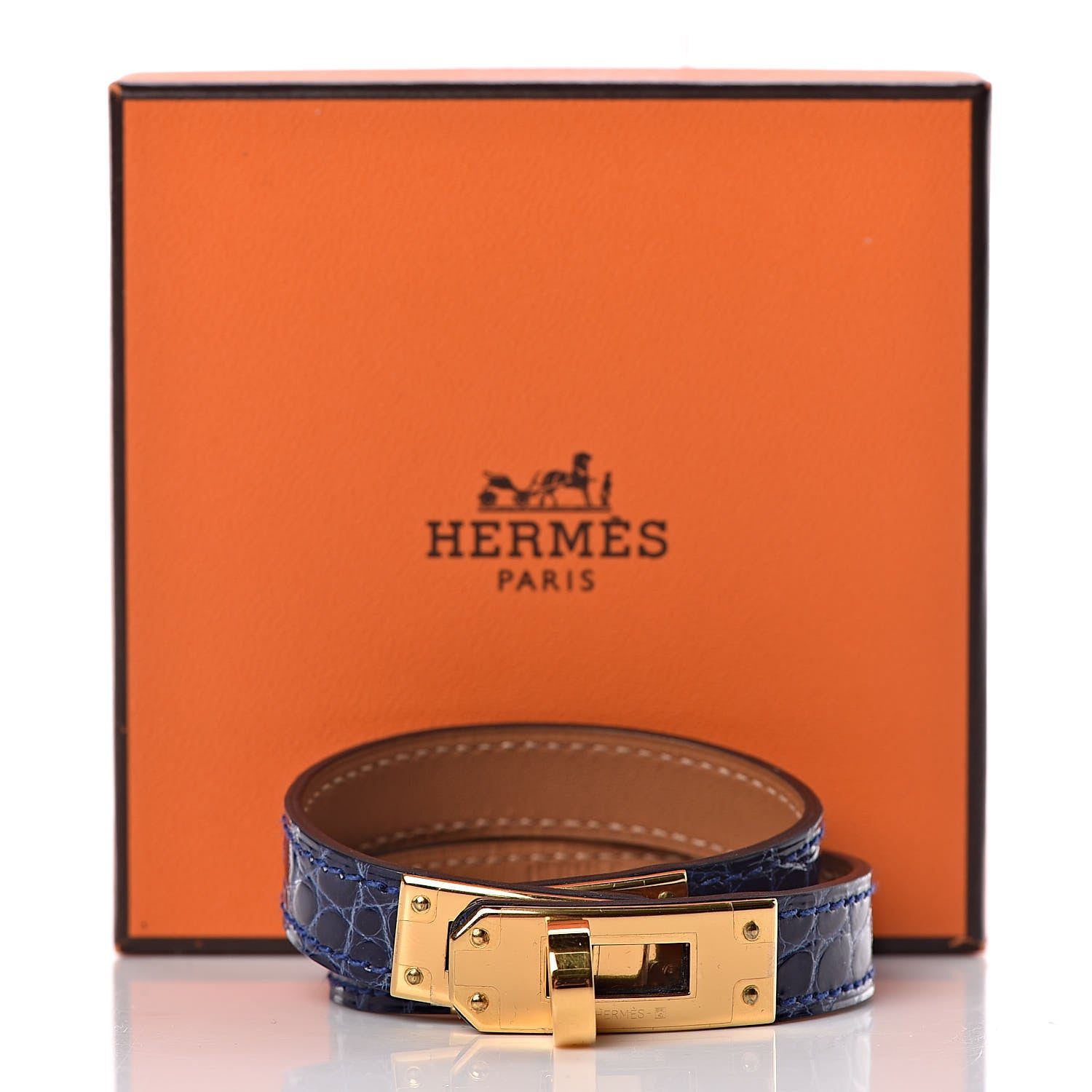 Hermes Shiny Alligator Kelly Double Tour Bracelet T1 Bleu Electrique 6 of 6