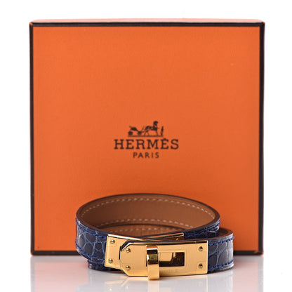 Hermes Shiny Alligator Kelly Double Tour Bracelet T1 Bleu Electrique 6 of 6