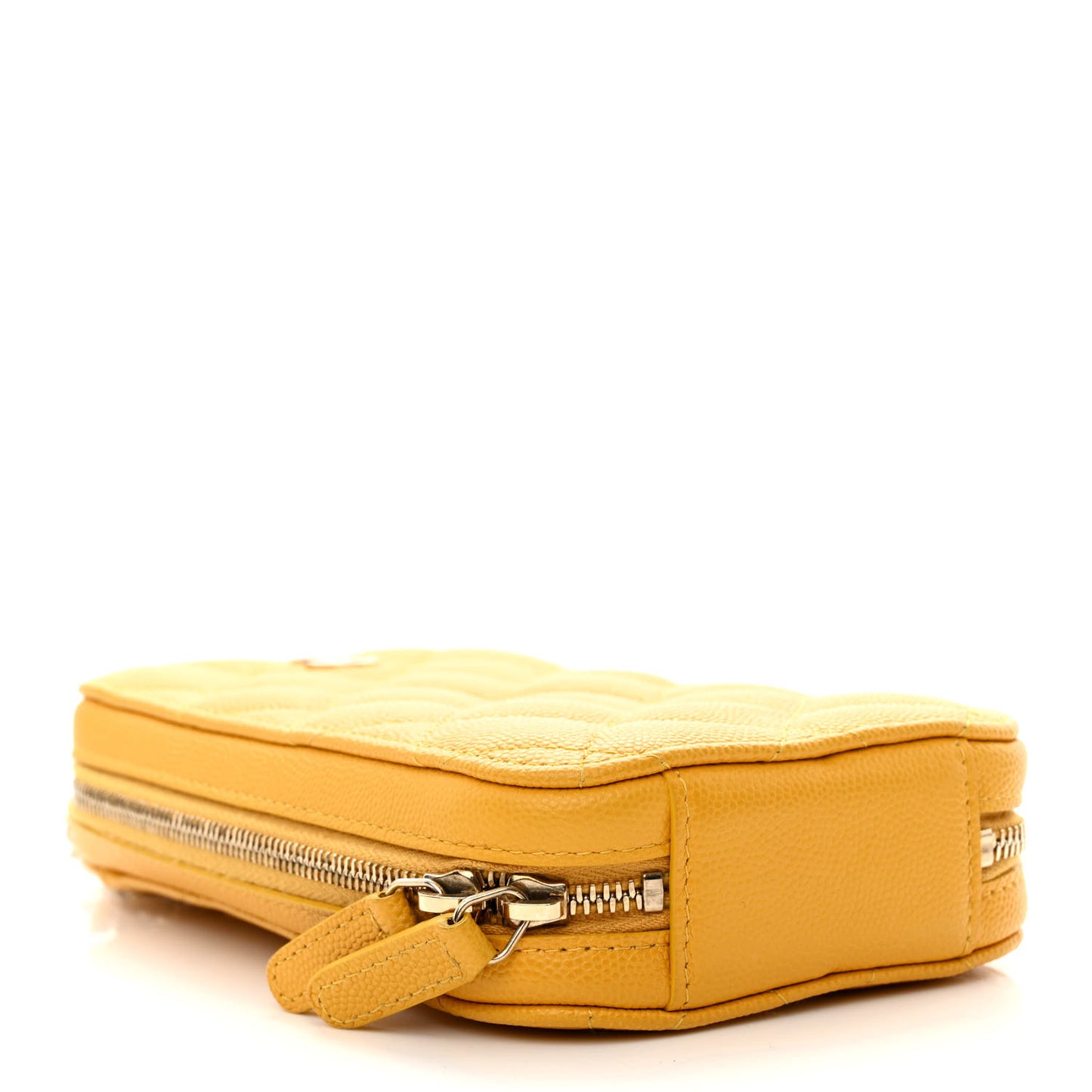 Caviar Quilted Phone Holder Wallet On Chain WOC Yellow