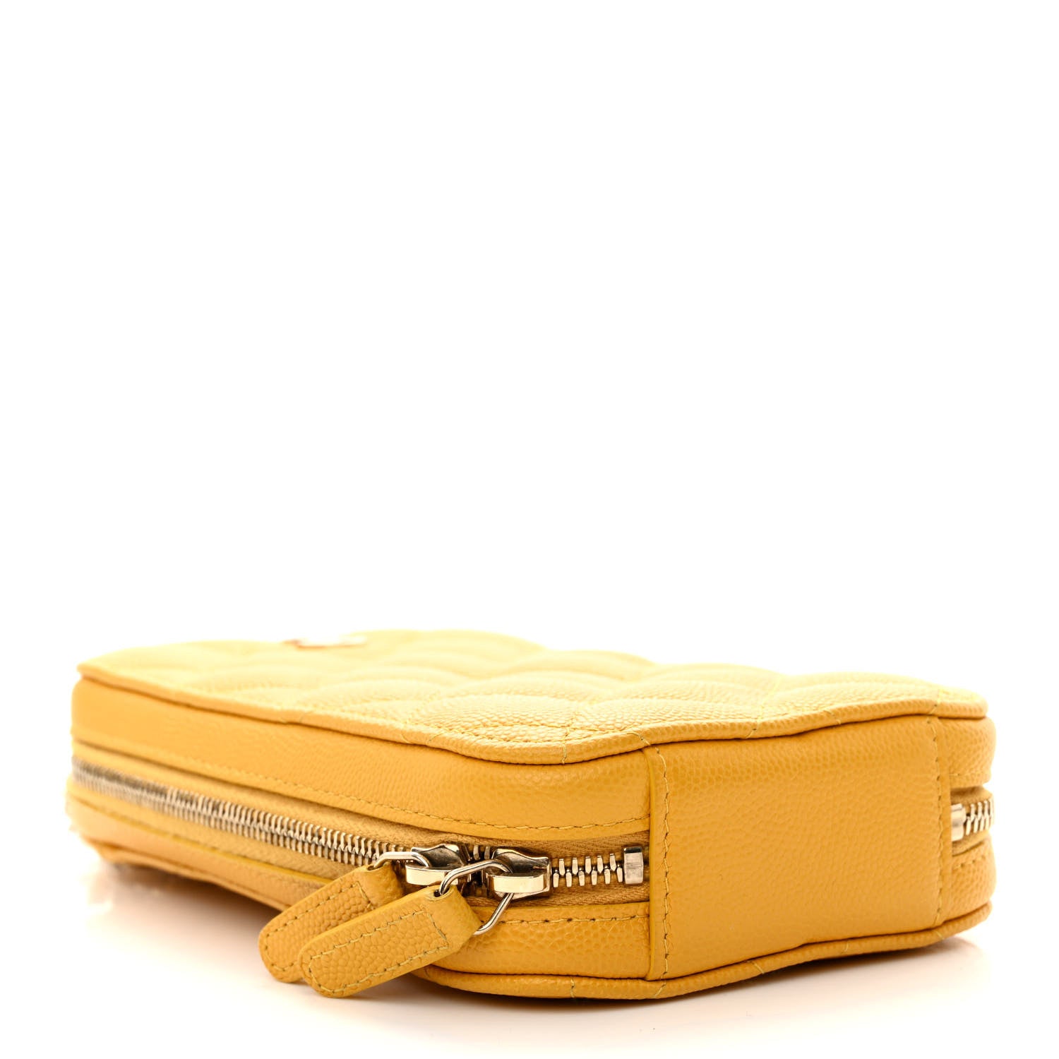 Chanel Caviar Quilted Phone Holder Wallet On Chain WOC Yellow 4 of 12