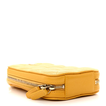 Chanel Caviar Quilted Phone Holder Wallet On Chain WOC Yellow 4 of 12