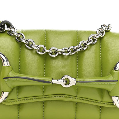 Gucci Nappa Vertical Matelasse Small Maxi Horsebit Chain Shoulder Bag Green 8 of 10