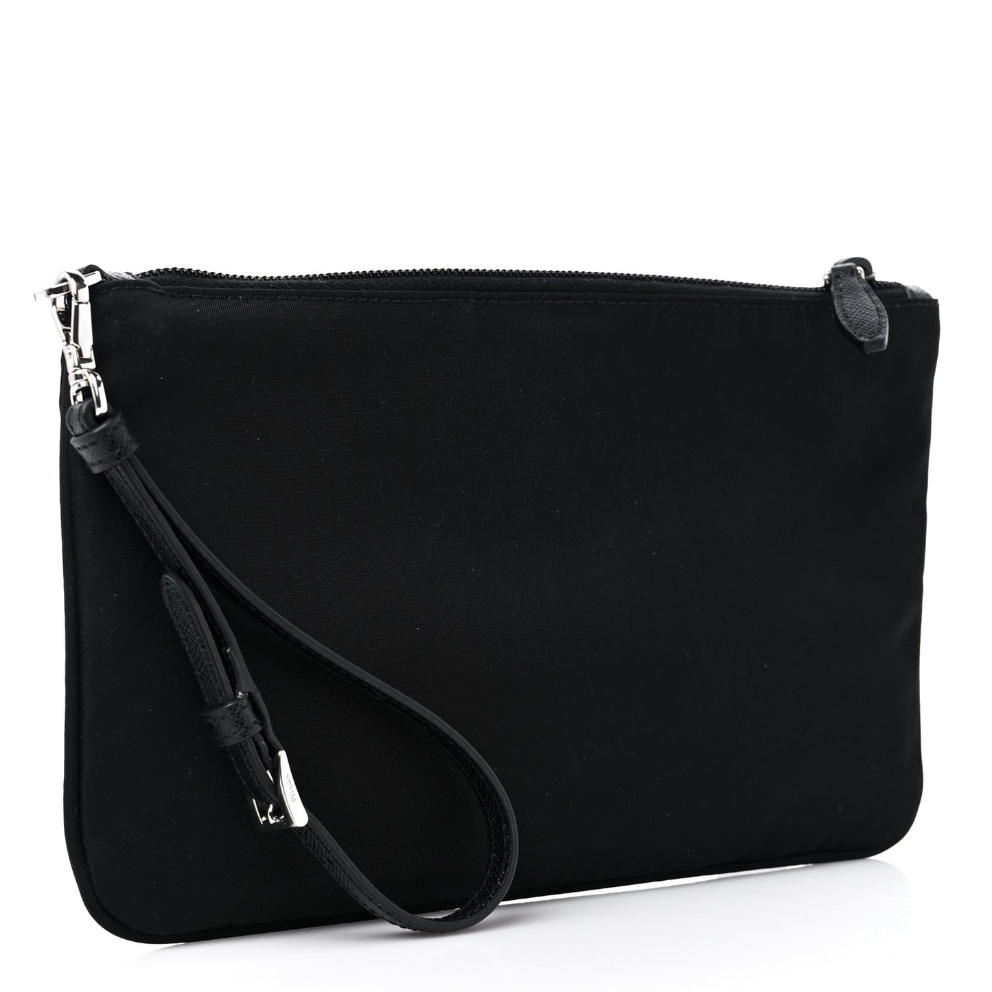 Re-Nylon Saffiano Pouch Wristlet Black