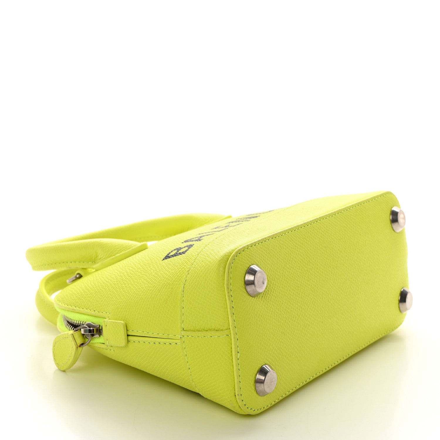 Balenciaga Signature Grained Calfskin Logo XXS Ville Top Handle Bag Acid Green Black 4 of 11