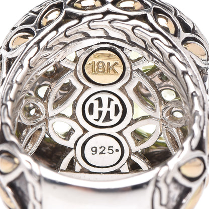 John Hardy Sterling Silver 18K Yellow Gold Peridot Tsavorite Batu Kawung Ring 52 6 5 of 5