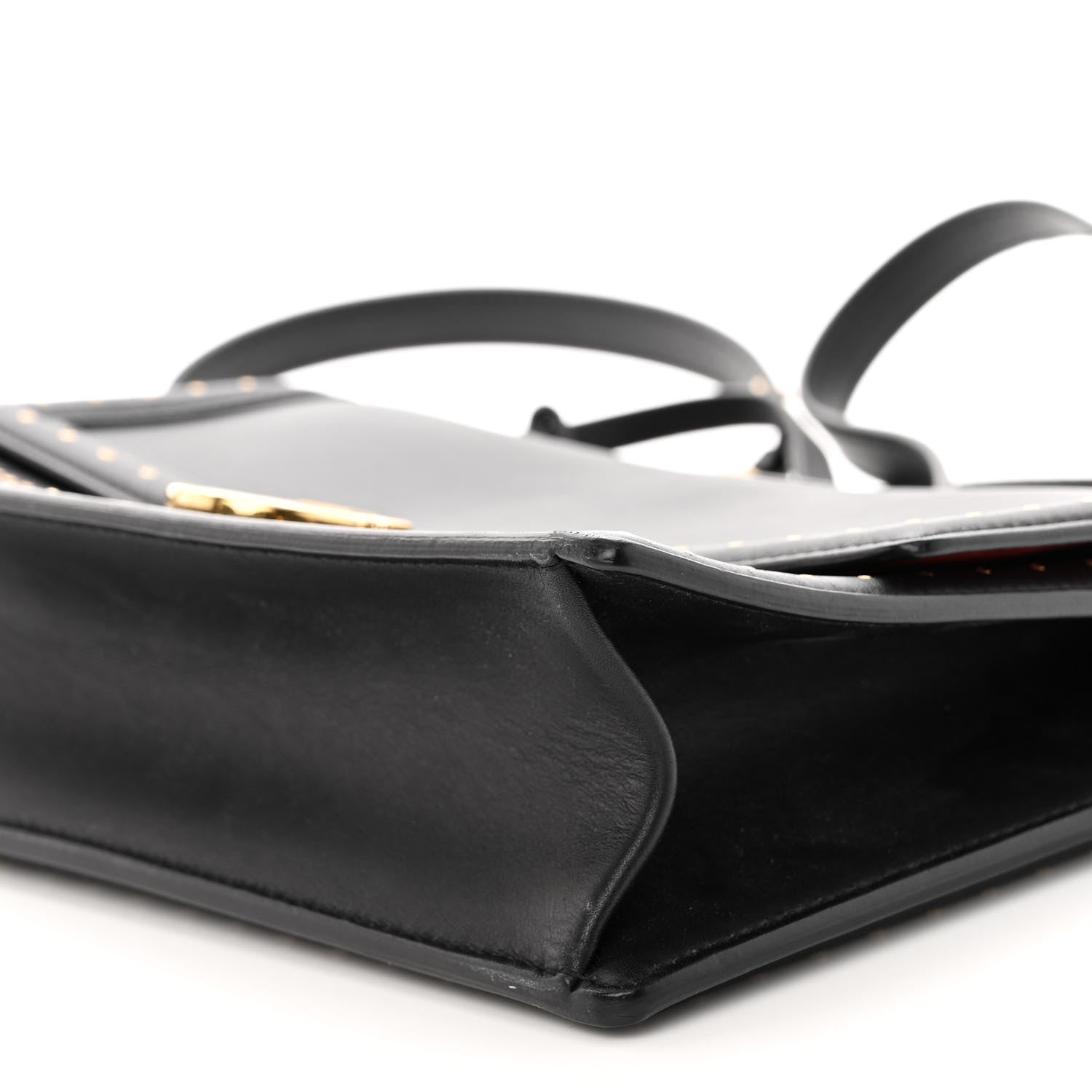 Salvatore Ferragamo Smooth Calfskin Studded Aileen Gancio Lock Shoulder Bag Black 9 of 9
