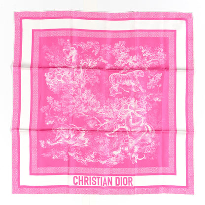 Christian Dior Silk Toile De Jouy Sauvage Square Scarf Fluorescent Pink 1 of 3