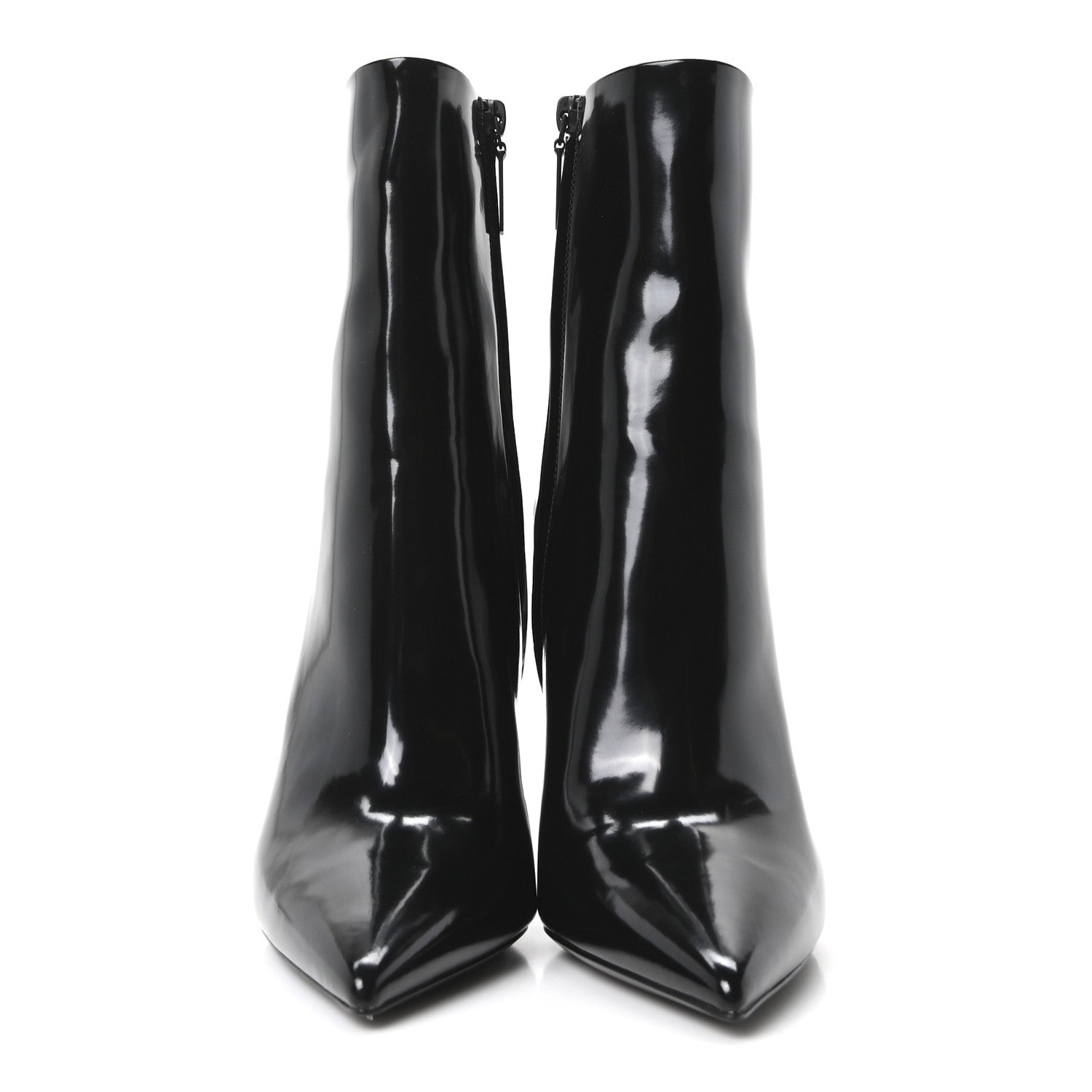 Saint Laurent Glazed Calfskin Opyum Ankle Boots 37.5 Black 1861792