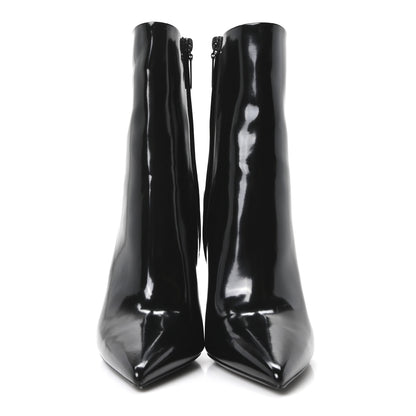 Saint Laurent Glazed Calfskin Opyum Ankle Boots 37.5 Black 3 of 10