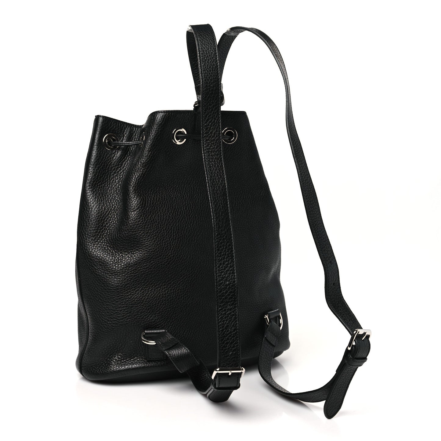 Pebbled Calfskin Small Soho Drawstring Backpack Black