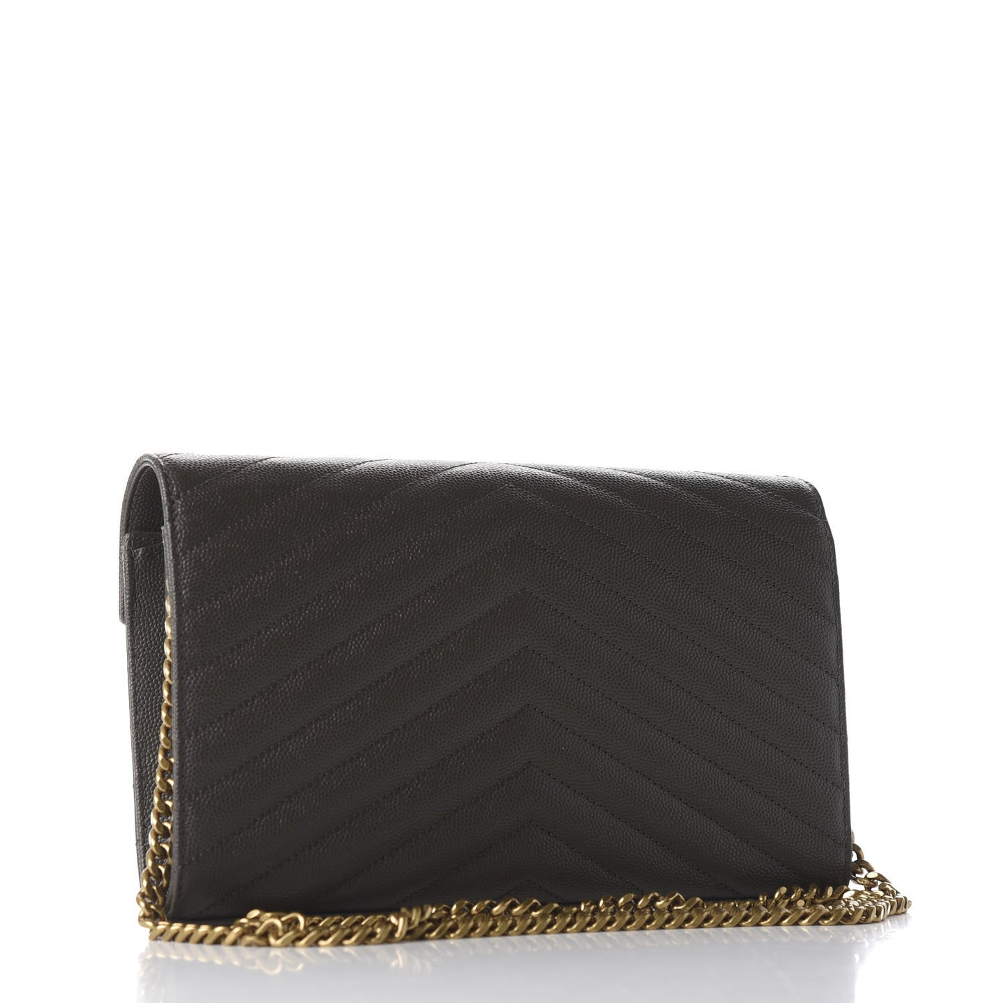 Grain De Poudre Matelasse Chevron Monogram Chain Wallet Pebble