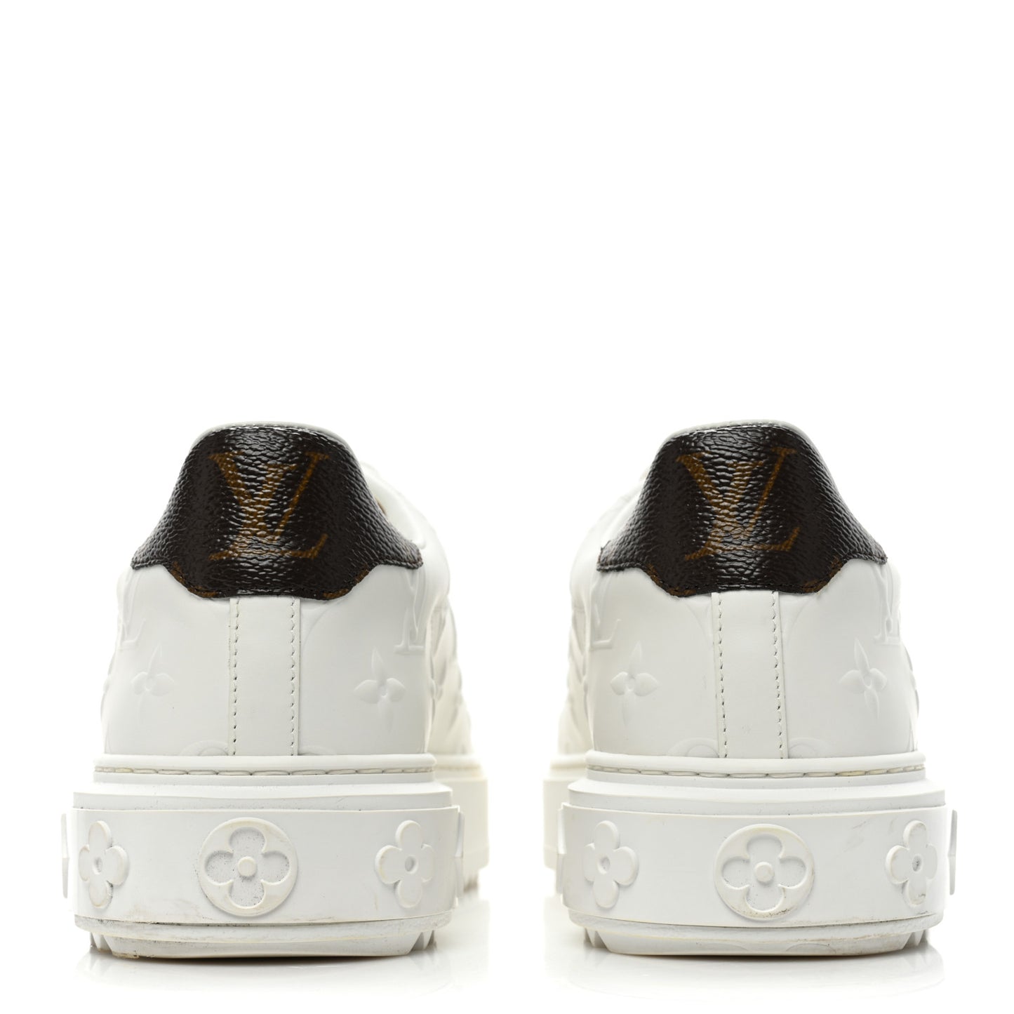 Lambskin Embossed Monogram Time Out Sneakers 37.5 White
