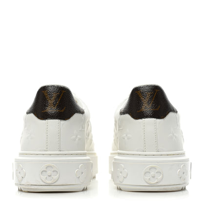 Louis Vuitton Lambskin Embossed Monogram Time Out Sneakers 37.5 White 4 of 10