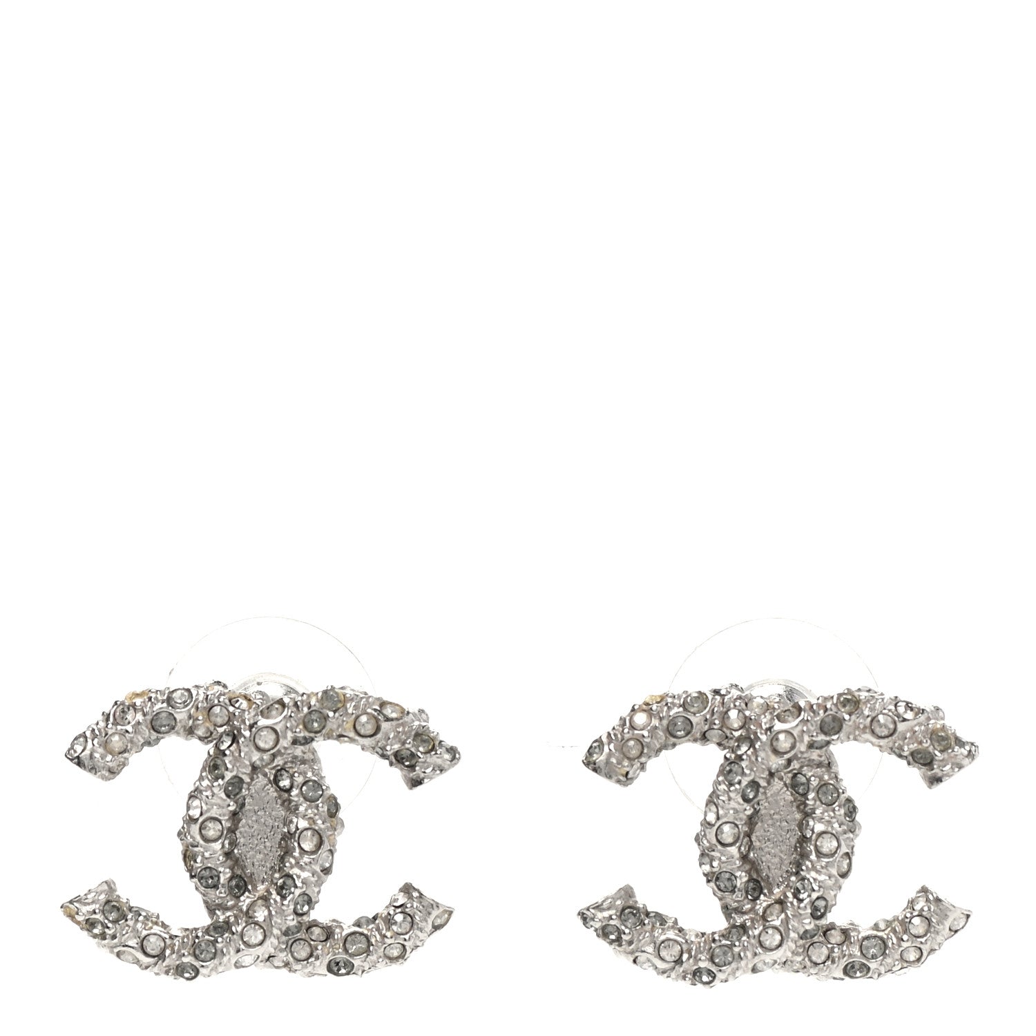 Chanel Crystal CC Earrings Silver 1 of 4