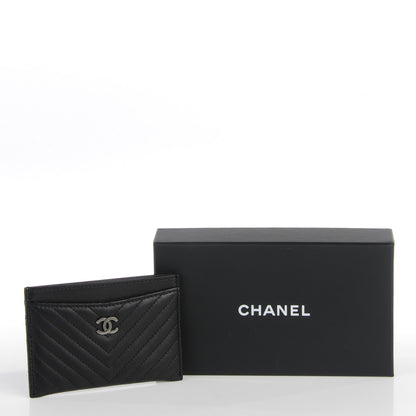 Chanel Lambskin Chevron Card Holder Black 8 of 8