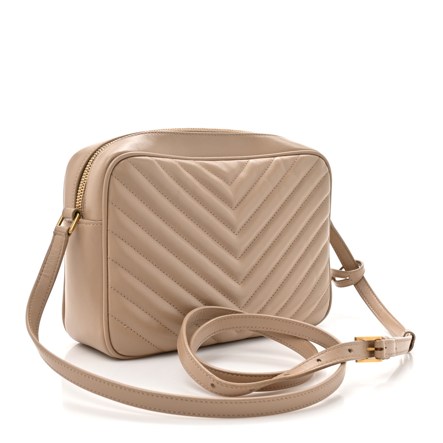 Saint Laurent Calfskin Matelasse Monogram Lou Camera Bag Dark Beige 3 of 15