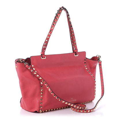 Valentino Garavani Vitello Medium Rockstud Tote Deep Rose 4 of 10