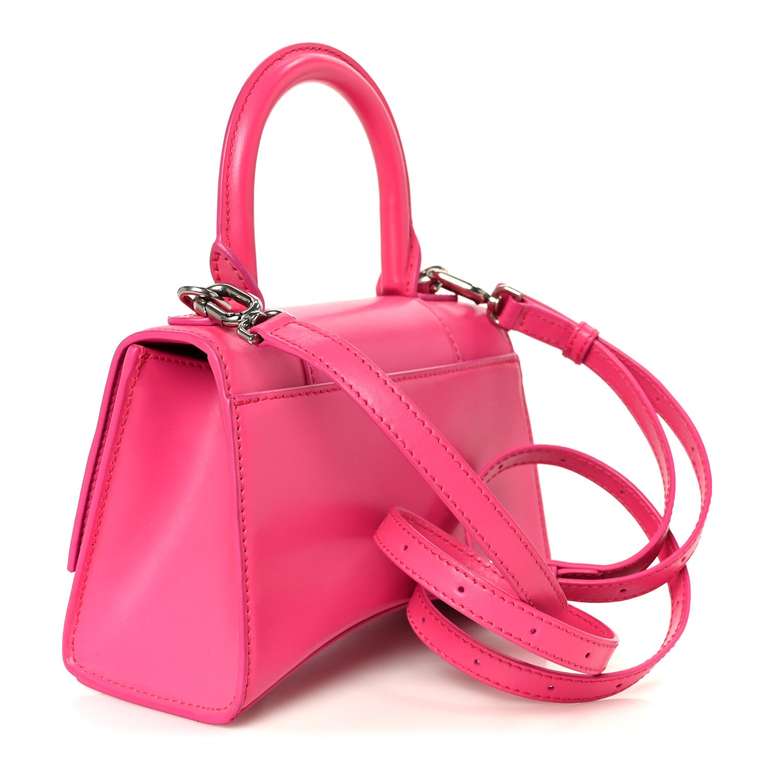 Balenciaga Shiny Box Calfskin Hourglass Top Handle Bag XS Acid Fuchsia 3 of 10